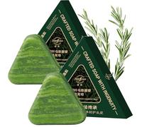 Nature Shampoo Bar, Seven Green Triangle Shampoo Soap, Cacumen Biotae Isatis Dndigotica Shampooing Soap, Usman Grass Shampooing Bar, Calming & Strengthens Hair for Women and Mens(2pcs)
