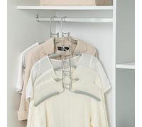 Nature Smile Paquete de 2 perchas de metal antideslizantes 5 en 1 para suéteres, perchero de ropa de múltiples capas, organizador de almacenamiento de metal resistente para ahorrar espacio, color gris