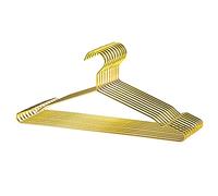 Nature Smile Percha de Ropa de Metal Dorado Brillante de 17 Pulgadas, Percha, Percha, Colgador de Trajes, Colgador de Vestidos con Muescas Grandes, Paquete de 10, Color Dorado