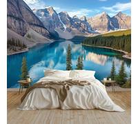 Nature Snow Mountain Reflection Lake Forest - Mural de pared fotográfico, multicolor, no tejido, requiere pasta de papel tapiz para sala de estar, dormitorio, habitación de los niños, decoración de