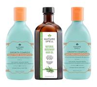 Nature Spell Hair Growth Trio, aceite de romero prediluido para cabello y cuero cabelludo, juego de champú y acondicionador, sin sulfatos, seguro para el color, vegano