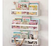 NATURE SUPPLIES - Juego de 3 estantes de Pared de Madera Maciza Blanca - Cuarto de bebé - Ideal para Libros y Juguetes