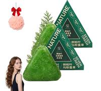 Nature Triangle Champú Sólido, Nature Seven Green Jabón Champú Sólido, Usman Grass Agua De Arroz Pegajosa Jabón Sólido, Natural Vegetal, Calma Y Fortalece El Cabello Para Mujeres Y Hombres (2PCS)