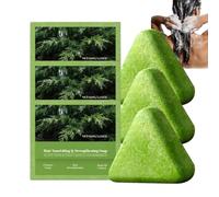 Nature Triangle Shampoo Bar, champú sólido fortalecedor y espesante para el crecimiento del cabello, elimina la caspa, fortalece el cabello y mejora el encrespamiento, hidratante y suave para el. (3