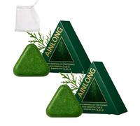 Nature Triangle Shampoo Bar, Natural Herbal Hair Care, Usman Grass hampoo Bar, Calming & Strengthens Hair for Women and Mens (2pcs)