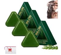 Nature Triangle Shampoo Bar，Nature Seven Green Shampoobar，Natural Cypress Leaf Usman Grass Solid Shampoo Bar，Refreshing Oil Control Reduces Hair Thinning，Strengthening Anti-Breakage (3PCS)