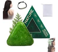 Nature Triangle Shampoo Bar, Nature Seven Green Soap Shampoo, 120g Glutinous Rice Water Solid Shampoos Bar, Gentle Cleansing, Calming & Strengthens Hair for Women and Mens (1pc)