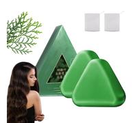 Nature Triangle Shampoo Bar, Nature Seven Green Soap Shampoo, Strengthens Smooths Hair, Gentle Cleansing & Nourishing Care for All Hair Types, for Women and Mens (2 Pcs)