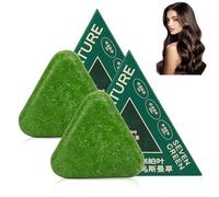 Nature Triangle Shampoo Bar,Nature Seven Green Soap Shampoo, Usman Grass S-hampoo Bar, Calming and Strengthens Hair for Women and Men (2 pc)