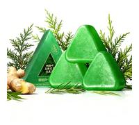 Nature Triangle Shampoo Bar, Seven Green Champú, Champú con Hierba Usma y Extracto de Ciprés, Limpieza Suave y Cuidado Nutritivo, Contra la Caída del Cabello, Crecimiento del Cabello (3 unidades)