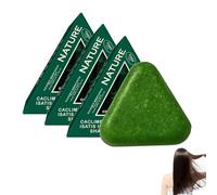 Nature Triangle Shampoo Bar, Usman Grass Shampoo Bar for Hair Grow, Nature Seven Green Soap, Strengthen Thicken Calming Hair, Seven Leaf Green Herbal Soap