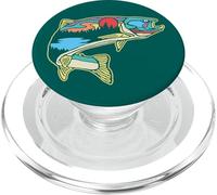 Nature Trout Illustration Vintage Fly Fishing Retro Design PopSockets PopGrip para MagSafe