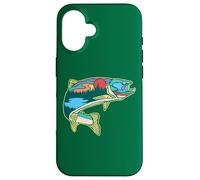 Nature Trout Illustration Vintage Fly Fishing Retro Graphic Carcasa para iPhone 16