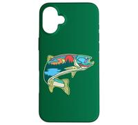 Nature Trout Illustration Vintage Fly Fishing Retro Graphic Carcasa para iPhone 16 Plus