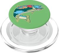 Nature Trout Illustration Vintage Fly Fishing Retro Graphic PopSockets PopGrip para MagSafe