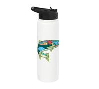 Nature Trout Illustration Vintage Fly Fishing Retro Graphic Stainless Steel Insulated Water Bottle