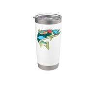 Nature Trout Illustration Vintage Fly Fishing Retro Graphic Vaso térmico de acero inoxidable de doble pared