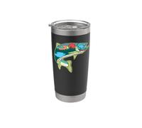 Nature Trout Illustration Vintage Fly Fishing Retro Graphic Vaso térmico de acero inoxidable de doble pared