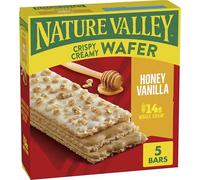 Nature Valley Barras de obleas crujientes y cremosas, aperitivos de miel y vainilla, hechas de grano entero, 5 barras, 6 onzas
