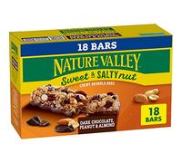 Nature Valley Barritas de cereales, nueces dulces y saladas, chocolate negro, maní y almendra, 18 quilates