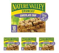Nature Valley Crunchy, Barritas de Avena 100% Integral y Chocolate con Leche, Ingredientes Naturales, Apto para Vegetarianos, 5x42g (2 barritas por paquete) (Paquete de 4)