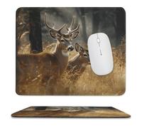 Nature Wild Animal Deer - Alfombrilla de ratón con borde cosido | Alfombrilla de ratón portátil con base de goma antideslizante, diseño de ciervos y animales salvajes de naturaleza