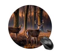 Nature Wild Animal Deers - Alfombrilla de mouse redonda de deslizamiento suave para juegos, extra densidad, portátil, cómoda, para computadora, hogar, oficina, 7.8 x 7.8 pulgadas