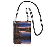 Nature Wild Animal Deers Print Small Phone Crossbody Shoulder Holsters Bag - Se adapta a todos los teléfonos celulares, uso para correr, caminar, andar en bicicleta, Black, Talla única