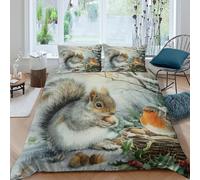 Nature wildlife illust Funda de Edredón Suave 3 Piezas Compuesto Estampado 3D Naturaleza wildlife ilustración Funda Edredon con Fundas de Almohada Lavables Suave for jóvenes Double（200x200cm）