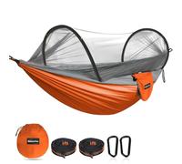 NATUREFUN Hamaca de Viaje Ultraligera con mosquitero para Acampar 300kg de Capacidad de Carga,Transpirable,paracaídas de Secado rápido de Nylon 2 mosquetones de Primera Calidad,2 Eslingas de Nylon
