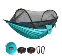 NATUREFUN Hamaca de Viaje Ultraligera con mosquitero para Acampar 300kg de Capacidad de Carga,Transpirable,paracaídas de Secado rápido de Nylon 2 mosquetones de Primera Calidad,2 Eslingas de Nylon