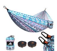 NATUREFUN Hamaca Ultraligera para Camping (275x140 cm) | 300 kg de Capacidad de Carga | Transpirable y de Secado rápido Hamaca | 2 Hierro Mosquetones, 2 Eslingas Incluidas | Interior Exterior Jardín
