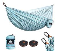NATUREFUN Hamaca Ultraligera para Camping (275x140 cm) | 300 kg de Capacidad de Carga | Transpirable y de Secado rápido Hamaca | 2 Hierro Mosquetones, 2 Eslingas Incluidas | Interior Exterior Jardín