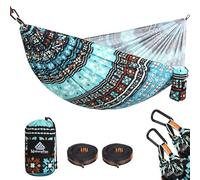 NATUREFUN Hamaca Ultraligera para Camping (275x140 cm) | 300 kg de Capacidad de Carga | Transpirable y de Secado rápido Hamaca | 2 Hierro Mosquetones, 2 Eslingas Incluidas | Interior Exterior Jardín