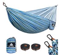 NATUREFUN Hamaca Ultraligera para Camping (275x140 cm) | 300 kg de Capacidad de Carga | Transpirable y de Secado rápido Hamaca | 2 Hierro Mosquetones, 2 Eslingas Incluidas | Interior Exterior Jardín