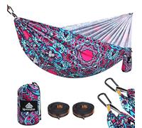 NATUREFUN Hamaca Ultraligera para Camping (275x140 cm) | 300 kg de Capacidad de Carga | Transpirable y de Secado rápido Hamaca | 2 Hierro Mosquetones, 2 Eslingas Incluidas | Interior Exterior Jardín