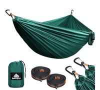 NATUREFUN Hamaca Ultraligera para Camping (300x200 cm) | 300 kg de Capacidad de Carga,Estilo Paracaídas de Nylon, Transpirable y de Secado Rápido | 2 Mosquetones Premium, 2 Eslingas de Nylon Incluidas