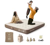 Naturehike Colchón de aire para 3 personas, con bomba de aire eléctrica recargable, 213 x 182 x 25 cm, cama de aire autoinflable, cama de invitados premium, camping, uso doméstico (extragrande, marrón