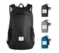 Naturehike Mochila plegable ultraligera Mochila impermeable de nailon 30D 18L Adecuado para caminar, hacer senderismo, andar en bicicleta, hacer deporte, viajes cortos Negro