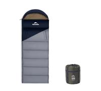 Naturehike Saco de dormir con capucha para camping, ligero y cómodo, ideal para aventuras al aire libre y viajes (azul oscuro + azul claro/izquierda (3,9~-1,3 ℃))