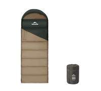 Naturehike Saco de dormir con capucha para camping, ligero y cómodo, ideal para aventuras al aire libre y viajes (verde oscuro y marrón/derecha (8,5 - 4 °C))