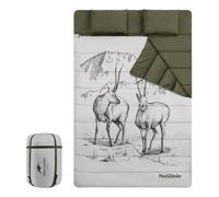Naturehike Saco de dormir doble, resistente al viento, cálido y portátil, para 2 personas, viene con 2 almohadas, con patrón de dibujos animados, temperatura cómoda, para camping, mochilero,