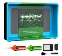 Naturehydro Bandeja de Corte Con Tamiz 2 en 1 Para Polen y Hierbas - Incluye Tamiz de 150 Micras, 2 Tijeras y Cepillo (Azul)