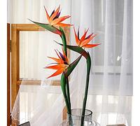 NatureMan 3 flores permanentes grandes de 32 pulgadas, color naranja y rojo, la parte de la flor está hecha de poliuretano de goma suave que no se decolora, plantas artificiales para decoración del