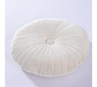NatureMan Almohada redonda decorativa de terciopelo, cojín pequeño de calabaza, adecuado para sala de estar, sofá, cama, suelo de 13.7 pulgadas, color crema