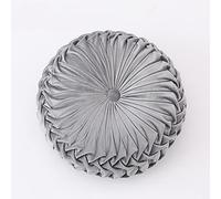 NatureMan Cojín redondo de terciopelo de 13.7 pulgadas, decoración del hogar, cojín redondo plisado, almohada de calabaza, adecuado para decoración del hogar, cama, coche (gris)