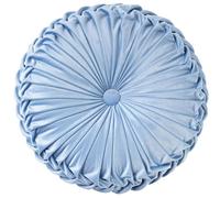 NatureMan Cojín redondo de terciopelo de 13.7 pulgadas, decoración del hogar, cojín redondo plisado, almohada de calabaza, adecuado para decoración del hogar, cama, coche (azul claro)