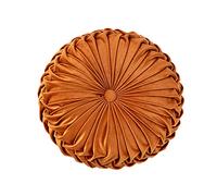 NatureMan Cojín Redondo para sofá de 13.7 Pulgadas,Terciopelo de Color Puro,cojín Redondo Plisado, Almohada de Calabaza, Adecuado para decoración del hogar, Cama y Coche (Naranja)