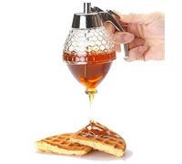 NatureMan Dispensador de miel acrílico, tarro de miel con soporte, dispensador de miel sin goteo, 8 onzas de fácil funcionamiento, ideal para jarabe, azúcar, salsas, condimentos y mucho más