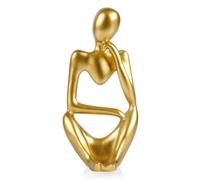 NatureMan Estatua de pensador de resina, escultura abstracta, estatua de pensador, figuras coleccionables, arte en casa, oficina, mesa, escritorio, estantería (dorado/derecho)